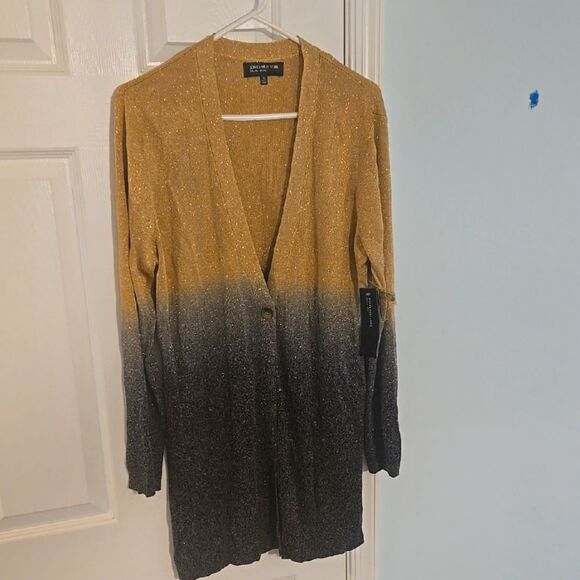 Jones new york Gold and Black Cardigan with Cozy Ombre Design - Picture 1 of 7